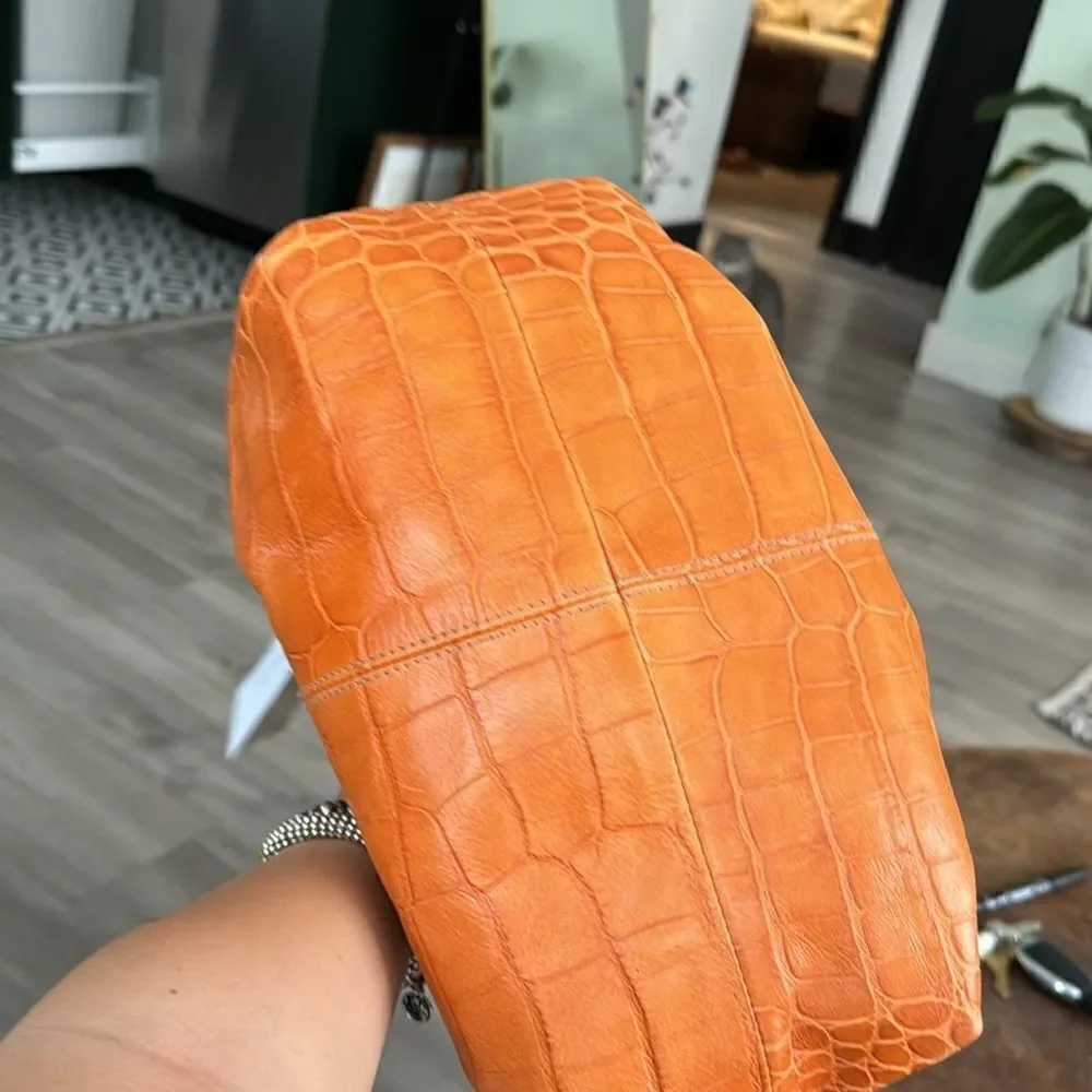 Furla croc embossed leather hobo